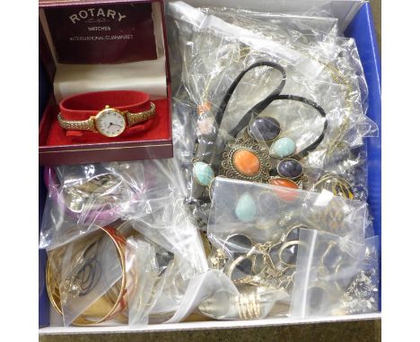 A lady's Rotary wristwatch, boxed and other modern costume jewellery, 1.22kg