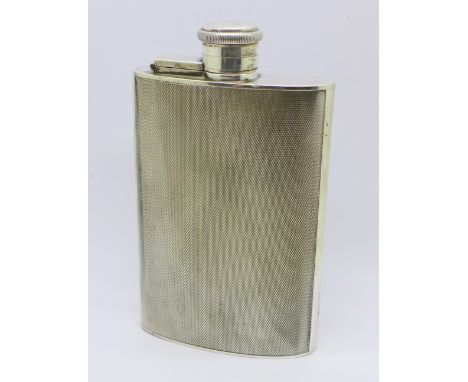 A silver hip flask, London 1948, 208g