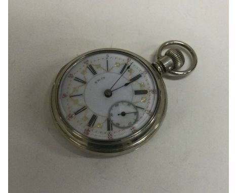 BENSON WATCH COMPANY: A gent's nickel plated railway watch. Est. £30 - £40.
