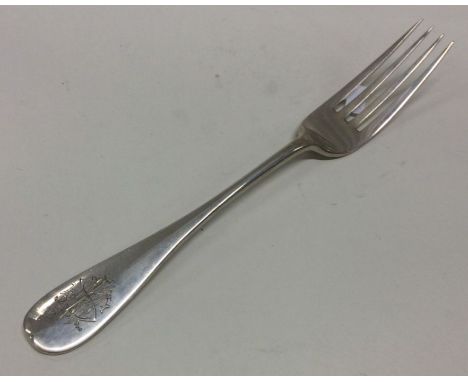 A good quality heavy Russian silver fork dated '1895'. Approx. 77 grams. Est. £80 - £120.