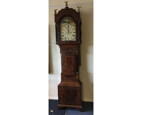 A good mahogany Grandfather clock with painted dial. Est. £100 - £150.