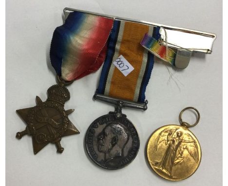 A trio of World War I medals awarded to a Lieutenant R Bruce. Est. £30 - £50.
