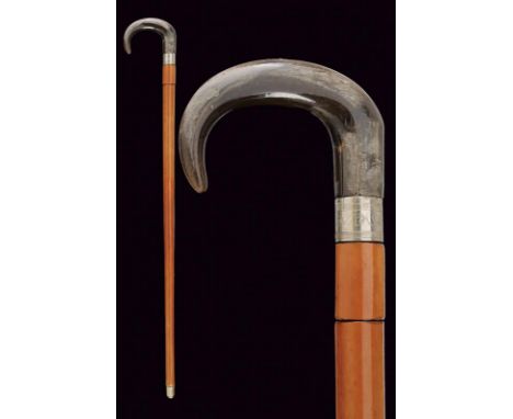 dating: Third quarter of the 19th Century provenance: France, Round, 11 mm cal. barrel, wooden covering; curved dark horn gri