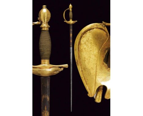 dating: 1830-40 provenance: Kingdom of the Two Sicilies, Double-edged blade of hexagonal section, engraved and gilded on a bl