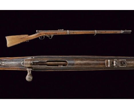 dating: about 1860 provenance: USA, Round, smooth, 53 gauge barrel with adjustable rear sight and foresight. Bolt action and 