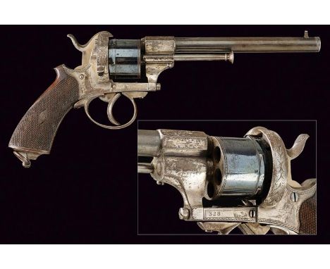 dating: 1870 provenance: England, Round, rifled, 9 mm cal. barrel, octagonal at the base, high foresight; smooth, blued, six-