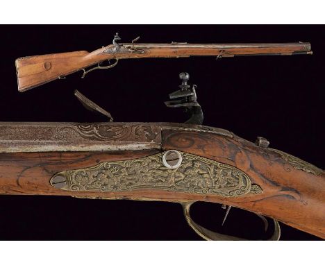 dating: First half of the 18th Century provenance: Bamberg, Heavy octagonal. rifled 14,5 mm cal. barrel, carved with floral m