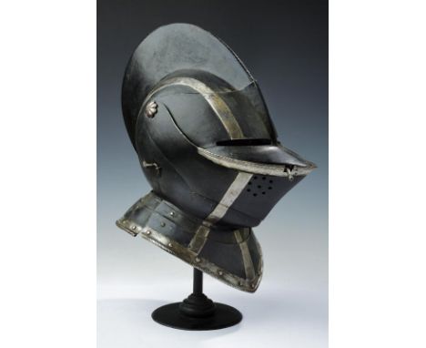 dating: Late 16th Century provenance: Southern Germany, Iron skull, strongly relieved comb with twisted border, a plume-holde