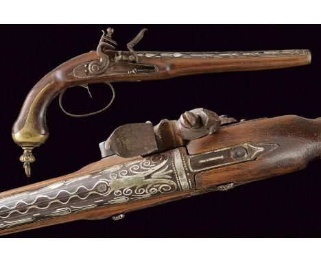 dating: 1830-40 provenance: Turkey, Smooth, round, 15 mm cal. barrel with Arabic brand and silver decorations on the entire l