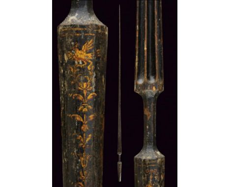 dating: 17th Century provenance: Italy, Light, wooden lance with thin, neck-lacquered (missing parts), iron tip, the first pa