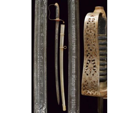 dating: 1910 provenance: Austria, Curved, single-and short false-edged blade, tip, finely ornamented at the first part with p