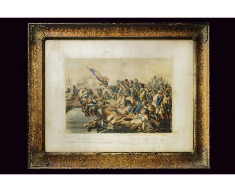 dating: 19th Century provenance: Paris, Coloured lithograph depicting the crucial moment of the battle. Marked at the bottom 