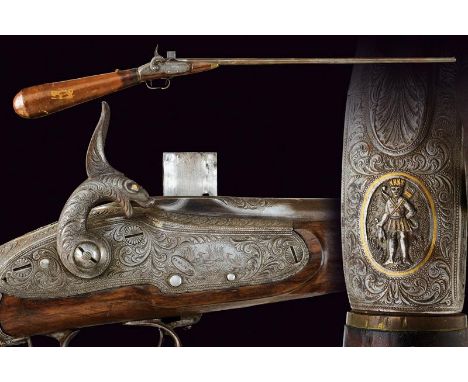 dating: Second quarter of the 19th Century provenance: Austria, Smoothbore, round, turn-off, Damascus, sighted, 11 mm cal. ba