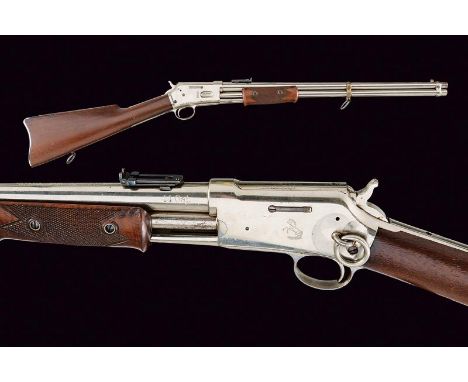 dating: 1885-90 provenance: USA, Round, rifled, 20', '44 Cal.' barrel, with blued foldaway and adjustable rear sight and fore