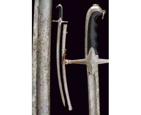 dating: Mid 19th Century provenance: Piedmont, Curved, single-and false-edged blade, with wide fuller doubling towards the we