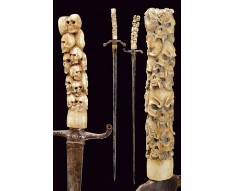 dating: First half of the 19th Century provenance: Europe, Triangular blades with remains of gilded engravings, one marked 'S