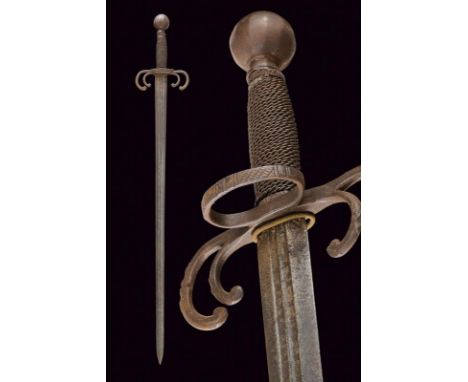 dating: early 17th Century provenance: Northern Italy, Straight, double-edged blade, of hexagonal section, with a double full