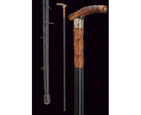 dating: Late 19th Century provenance: Europe, Horn grip. Metal ring nut. The first segment of the haft is made of wood orname