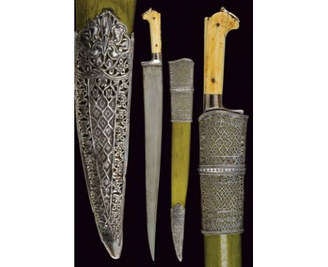 dating: Late 19th Century provenance: Afghanistan, Large, single-edged blade probably in damask with 'T' back. Smooth silver 