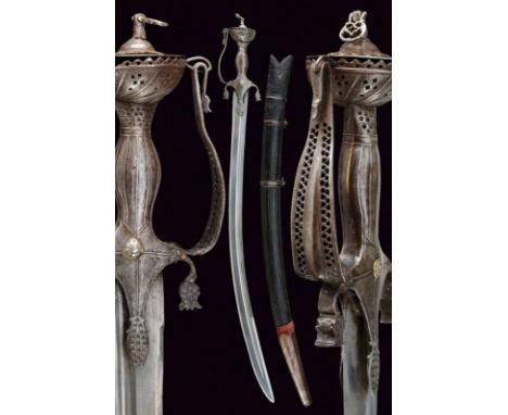 dating: 19th Century provenance: Afghanistan, Strong, curved, single-and false-edged blade with fuller at the center and dama