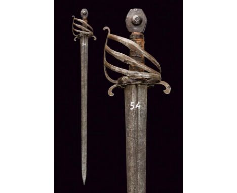 dating: 17th Century provenance: Venice, Straight, double-edged blade of hexagonal section, provided with fuller at the forte