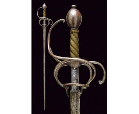 dating: early 17th Century provenance: Italy, Straight, double-edged blade of lozenge section, rectangular ricasso, slightly 