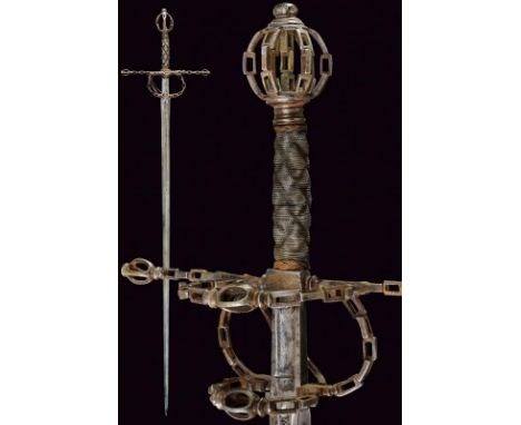 dating: first quarter of the 17th Century provenance: Europe, Long, straight, double-edged blade, grooved at the forte with r