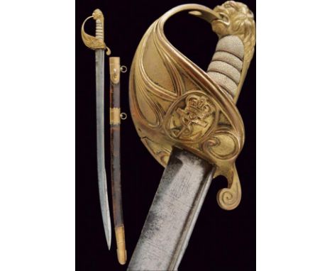 dating: 19th Century provenance: England, Wide, curved, single-edged blade, with yelman and cylindrical back, featuring remai