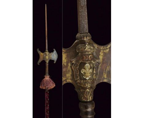 dating: 19th Century provenance: Duchy of Parma, Troop model with iron cusp of square section, brass axe with silver-plated l
