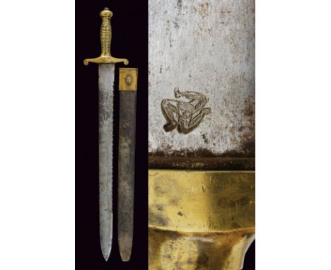 dating: Mid 19th Century provenance: Sicily, Straight, single-and short false-edged blade, with saw back, marked on one side 