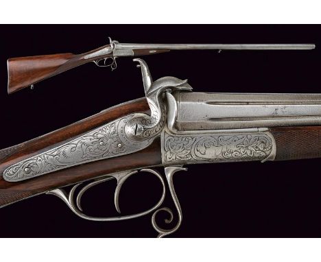 dating: 1870 provenance: France, Smooth-bore, 18 mm cal. barrels in beautiful damask, octagonal with grooves at the first par