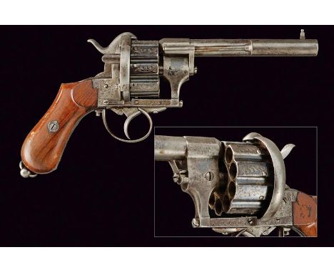 dating: about 1870 provenance: Belgium, Round, rifled, 11 mm cal. barrel, octagonal at the base marked 'J. CHAINEUX BREVETE' 