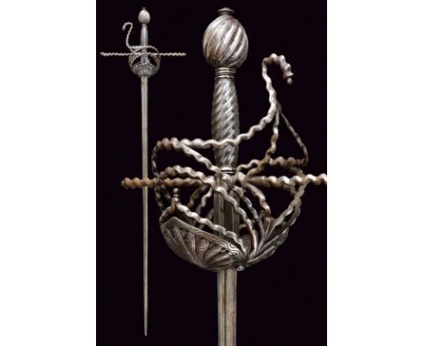 dating: circa 1600 provenance: France, Straight, double-edged blade of lenticular section, the first part grooved at the cent