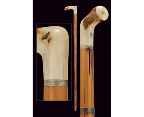 dating: Third quarter of the 19th Century provenance: France, Round, 11 mm cal. barrel, wooden covering, cal. 11 mm; angled d