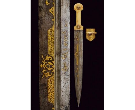 dating: about 1870 provenance: Caucasia, Large, straight, double-edged blade with deep asymmetrical groove, areas with rust d