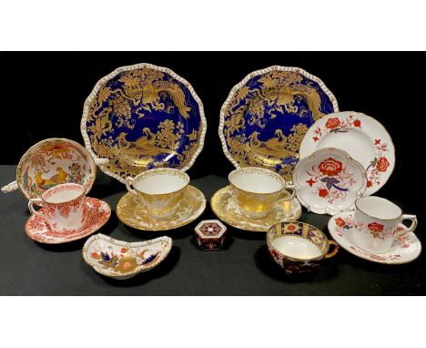 Royal Crown Derby including Bali pattern 16cm plate, 1st quality; pin dish, 2nd quality; coffee can &amp; saucer, 2nd quality