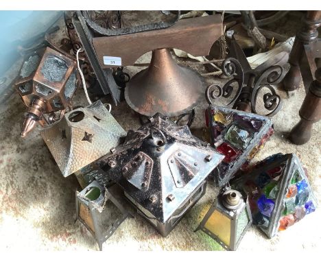 Lighting - hall lantern, set with coloured glass stones;  etcThis lot must be collected from S44 5SU on Friday 23/4/21 betwee