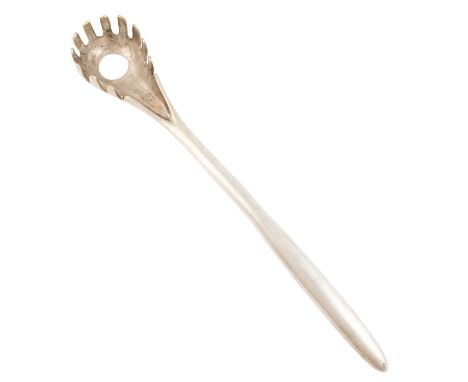 A metalware pasta server, stamped 830, of conventional form, length 34cm.