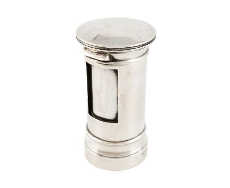 A late-Victorian novelty silver pillar box,by Deakin &amp; Francis Ltd, Birmingham 1899,in the form of a pillar box with a pu