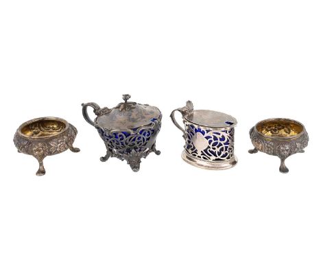 An early-Victorian silver mustard pot,  by The Barnards, London 1838, circular form with pierced scroll decoration, a hinged 