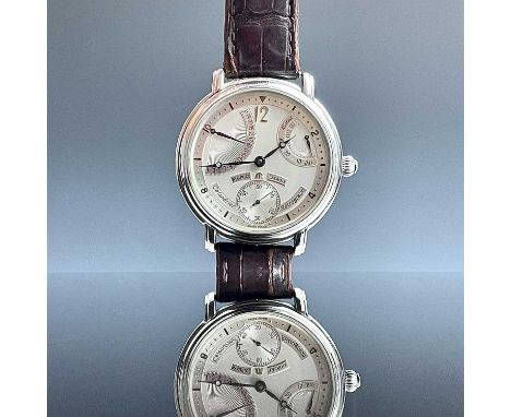 A Maurice Lacroix Calendrier Retrogade gentlemans manual wind wristwatch, ref. ML 76, the 35mm silvered dial with date, power