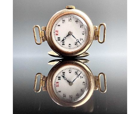 A 1920's 9ct hallmarked gold ladies manual wind wrist watch, weight 16.1g.Condition report: This watch winds and runs.