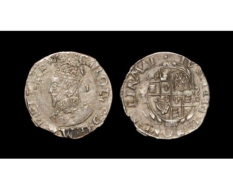  1634-1639 AD. Group D, type 3a1 variant, fourth bust. Obv: profile bust with CAROLVS D G M B F ET H REX legend and 'three pe