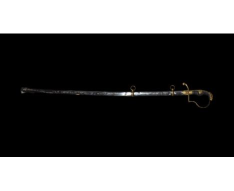  20th century AD. A dress sword with 'maidenhair' damascened blade with gilt panels at base inscribed EISENHAUER DAMASSTAHL t