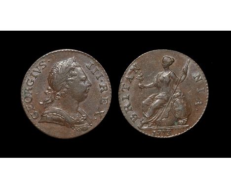 Dated 1773 AD. First issue. Obv: profile bust with GEORGIVS III REX legend. Rev: Britannia with BRITANNIA legend and date. S.