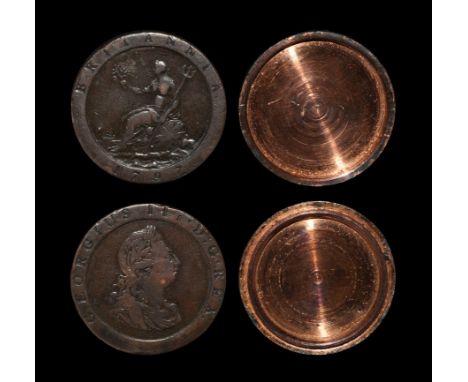 Dated 1797 AD. Obv: profile bust with incuse GEORGIUS III D G REX legend. Rev: Britannia with incuse BRITANNIA legend and dat