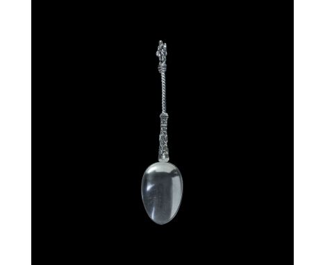  Assayed 1872-1873 AD. A silver spoon with twisted shank, Madonna and Child figural finial, fully hallmarked for Sheffield (c