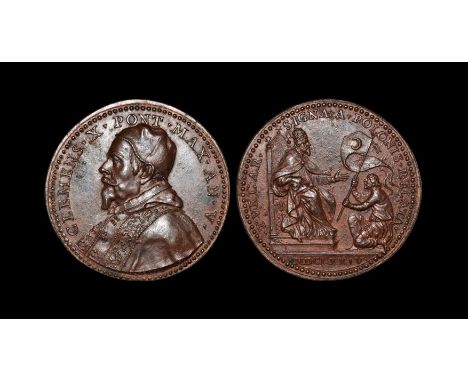  Dated 1674 AD. Year 5, bust 1, by Girolamo Lucenti. Obv: profile bust of pope with CLEMENS X PONT MAX AN V legend. Rev: Poli