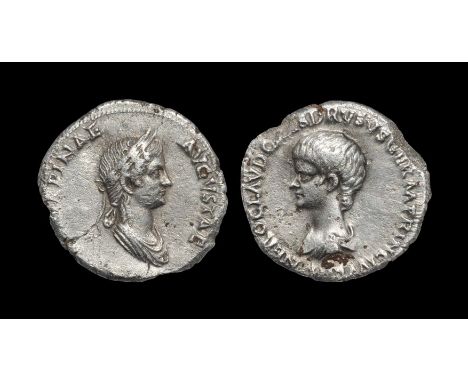  50-54 AD. Rome mint. Obv: AGRIPPINAE AVGVSTAE legend with draped bust of Agrippina II right, wearing crown of corn-ears, her