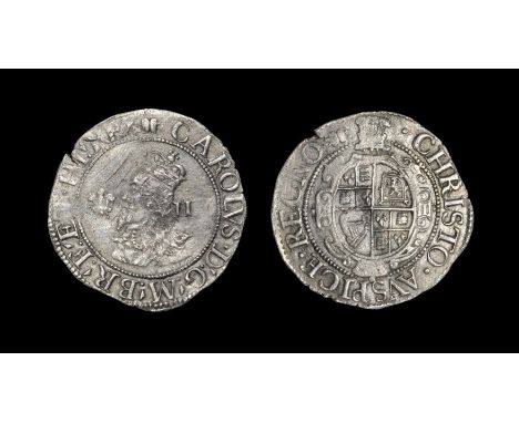 1638-1642 AD. Aberystwyth mint. Obv: profile bust with plume in front and 'II' mark of value (in place of the IIII that shoul